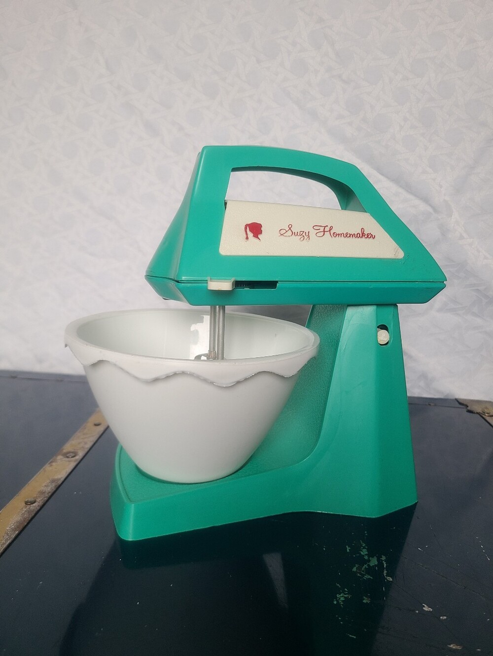 1960s Vintage Suzy Homemaker Teal Children's Stand Mixer Toy